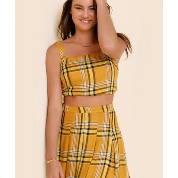 NWT Francesca's Dione Cropped Plaid Tank Top - Picture 1 of 5